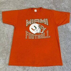 Vintage 80s University of Miami Hurricanes Tee Large Single Stitch Made in USA